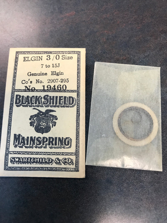 Swartchild Black Shield Mainspring for Elgin 3/0s #2097 - Steel