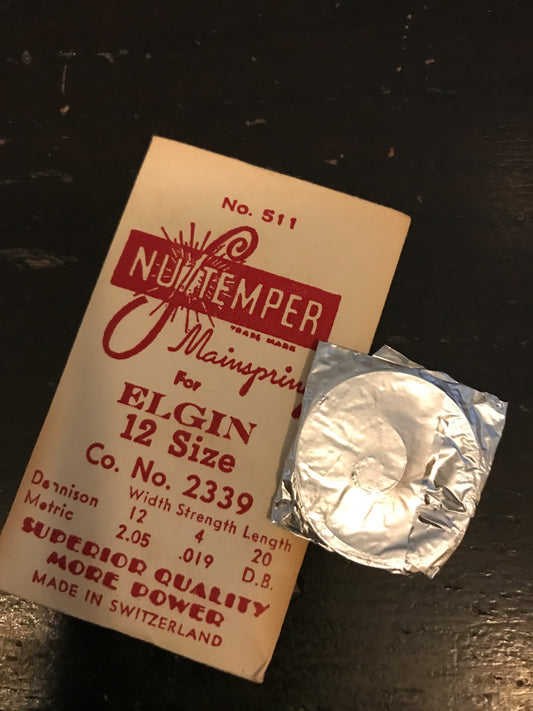 NuTemper Mainspring No. 511 for Elgin 12s No. #2339 - Steel