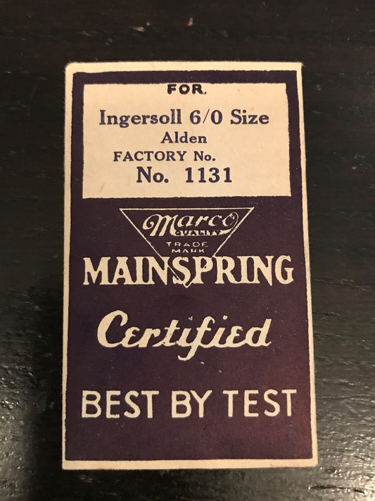 Marco Mainspring #1131 for 6/0s Ingersoll Alden Wrist Watch - Steel