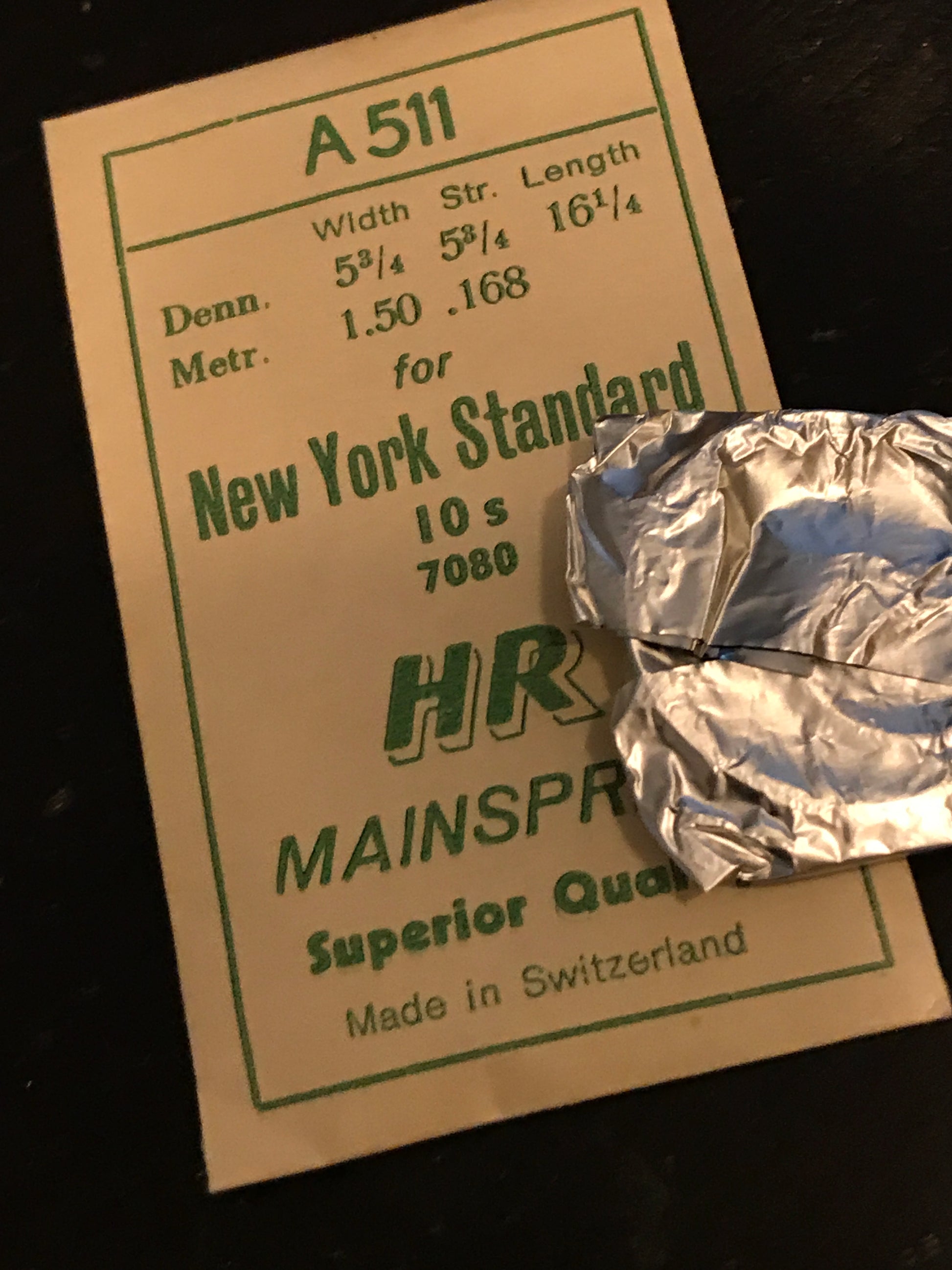 HR Mainspring A511 for 10s NY Standard #7080 - Steel