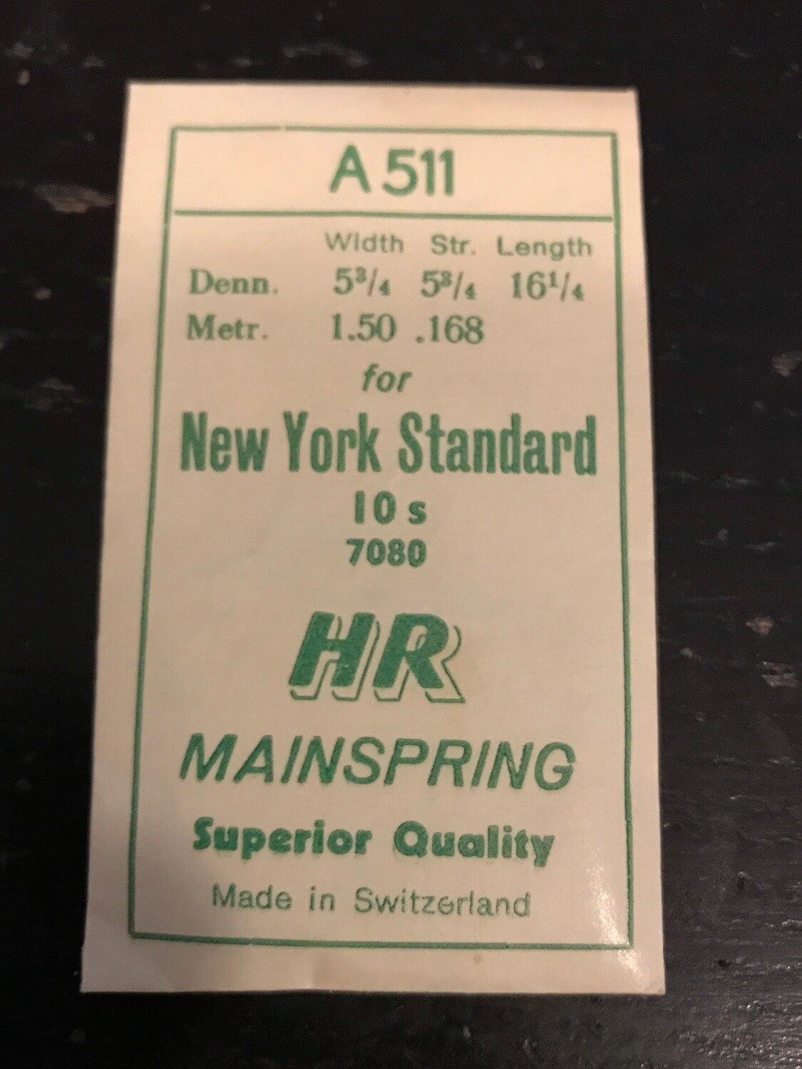 HR Mainspring A511 for 10s NY Standard #7080 - Steel