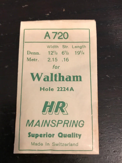 HR Mainspring A720 - for Waltham 12s No. 2224A - Steel