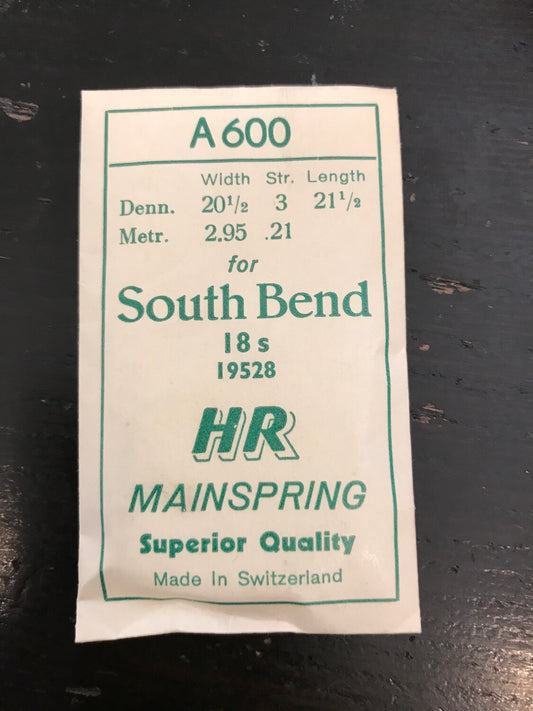 HR Mainspring A600 for 18s South Bend #19528 - Steel