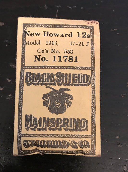 Swartchild Black Shield Mainspring for Howard 12s #553 - Steel