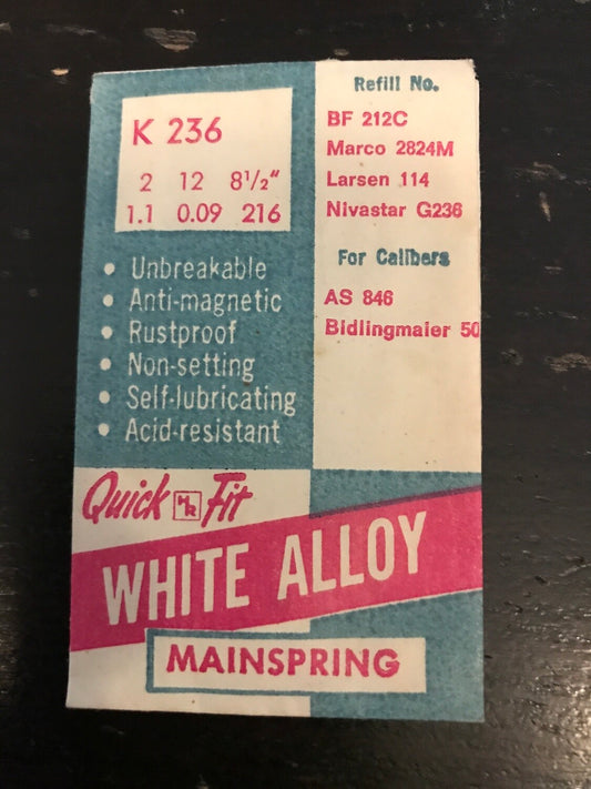 HR Quick Fit Mainspring K236 for Bidlingmaier 50, A.S. 846 - Alloy