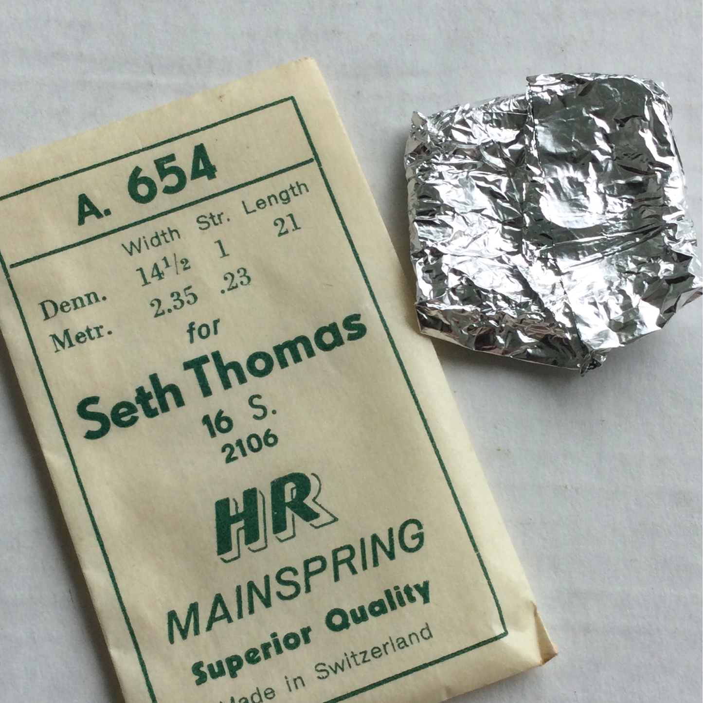 HR Mainspring A654 for Seth Thomas 16s Factory No. 2106 - Steel