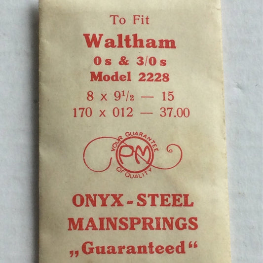 PM Mainspring for Waltham 0s & 3/0s #2228 - ONYX Steel