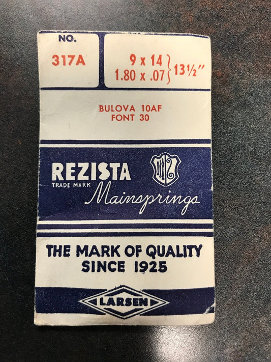 Rezista Mainspring No. 317A for Bulova 10AF and Font 30 - steel