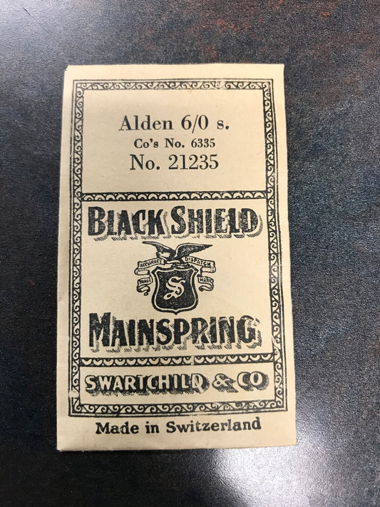 Swartchild Black Shield Mainspring No. 6335 for 6/0s Ingersoll Alden - Steel