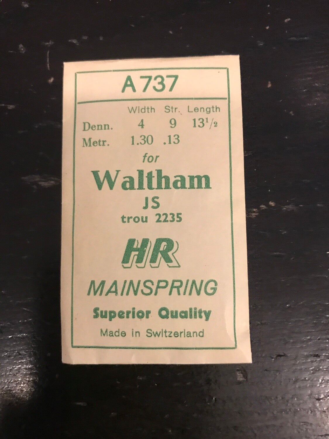 HR Mainspring A737 - Waltham 6/0s Jewel Series 1912 No. 2235 - Steel