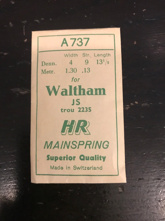 HR Mainspring A737 - Waltham 6/0s Jewel Series 1912 No. 2235 - Steel