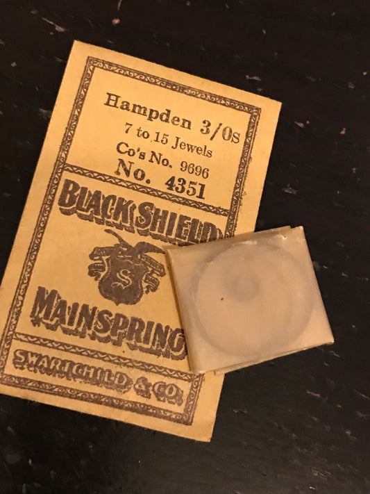 Swartchild Black Shield Mainspring for Hampden 3/0s No. #9696 - Steel