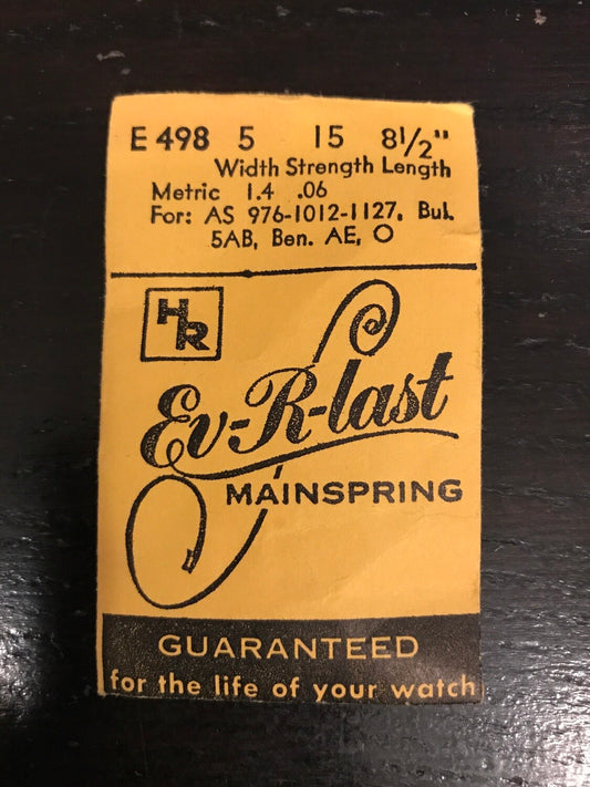 HR Ev-R-Last Mainspring E498 for A.S. 976, 1012, 1127 - Steel