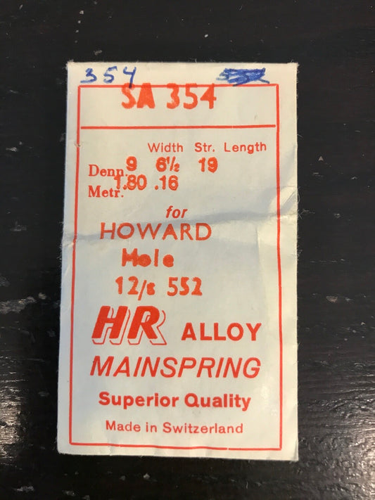 HR Mainspring SA354 for Howard 12s No. 552 - Alloy