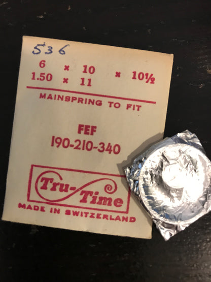 Tru-Time Mainspring for FEF caliber 190, 210, 340 - Steel