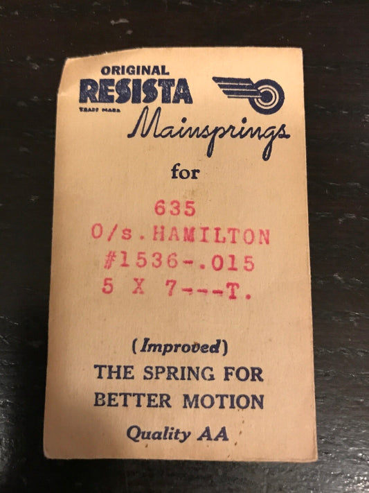 Resista Mainspring for Hamilton 0s Factory No. 1536 - Steel