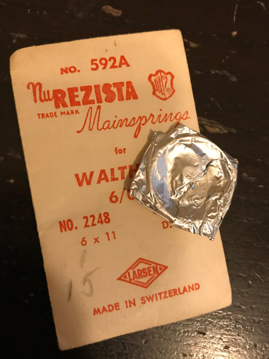 NuRezista Mainspring #592A for Waltham 6/0s "C" & "D" Model 1945 No. 2248 - Steel