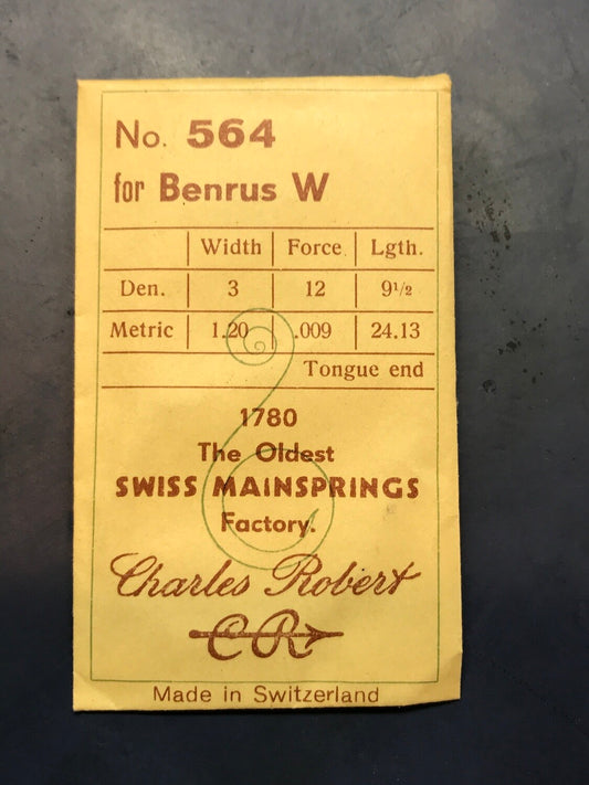 CR Mainspring 564 for Benrus caliber W - Steel