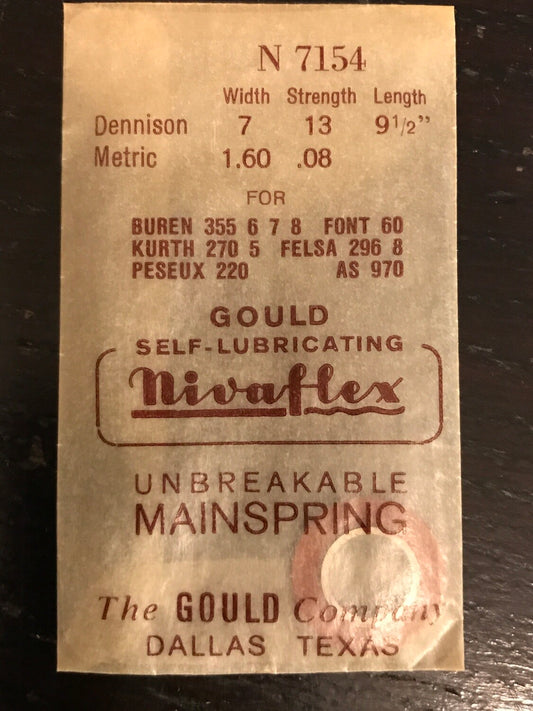 Nivaflex Unbreakable Mainspring for Buren 355, 356, 357, 358 & Kurth 270, 275 - Alloy