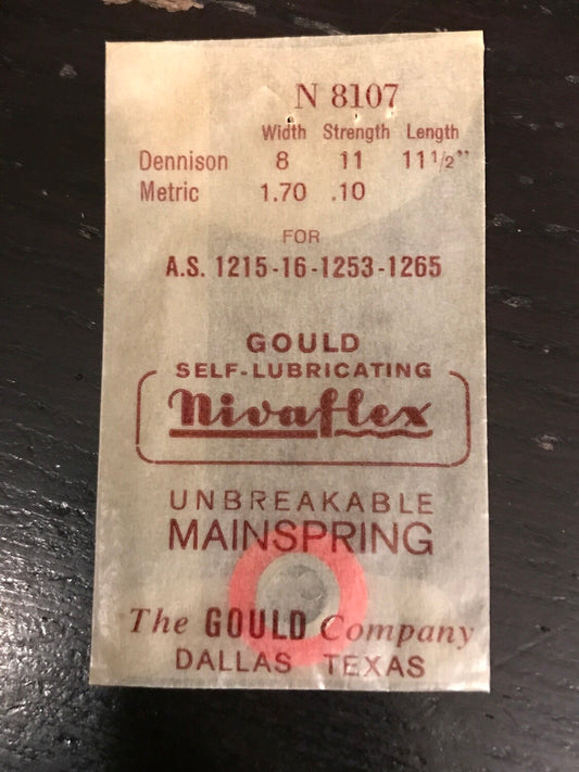 Nivaflex Unbreakable Mainspring for A.S 1215, 1216, 1253, 1265 - Alloy