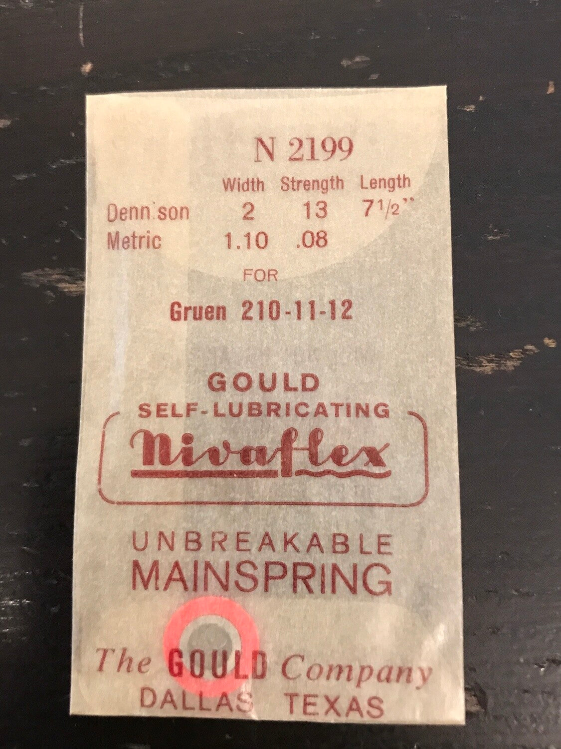 Nivaflex Unbreakable Mainspring for Gruen 210, 211, 212 - Alloy
