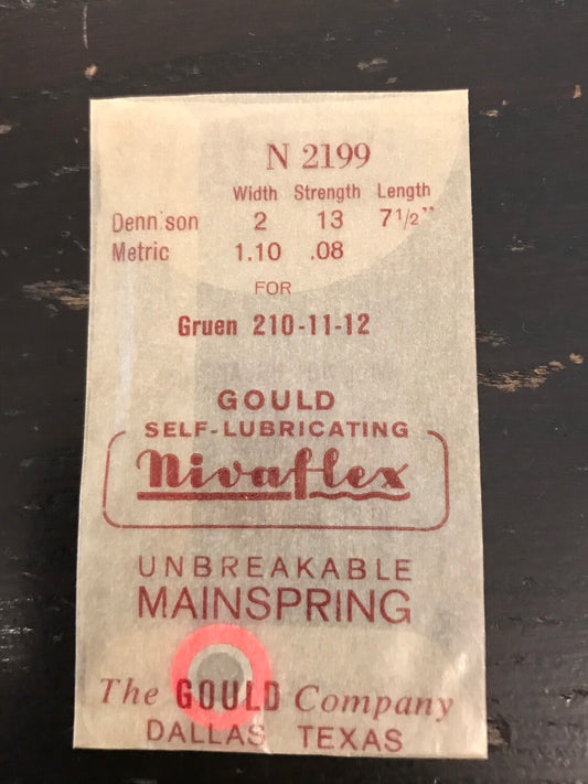 Nivaflex Unbreakable Mainspring for Gruen 210, 211, 212 - Alloy