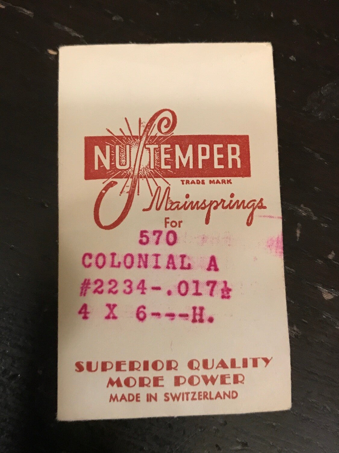 NuTemper Mainspring for Waltham 10s - 14s Colonial A. No. 2234 - Steel