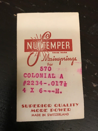 NuTemper Mainspring for Waltham 10s - 14s Colonial A. No. 2234 - Steel