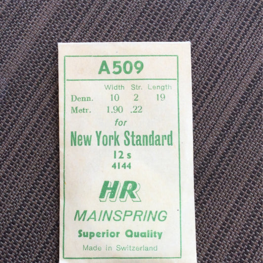 HR Mainspring A509 for 12s NY Standard Factory No. 4144 - Steel