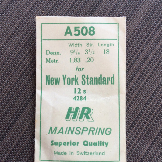 HR Mainspring A508 for 12s NY Standard #4284 - Steel