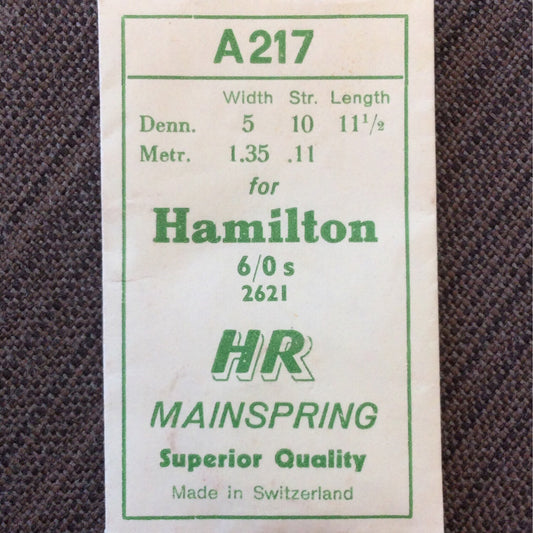 HR Mainspring A217 - for 6/0 Hamilton 2621 - Steel