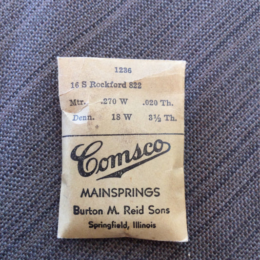 Comsco Mainspring #1236 for 16s Rockford Factory No. 822 - Steel