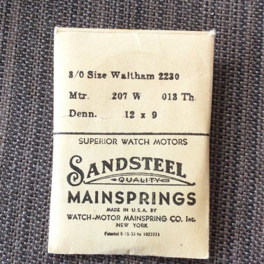 Sandsteel Mainspring for Waltham 0s & 3/0s #2230 - Steel