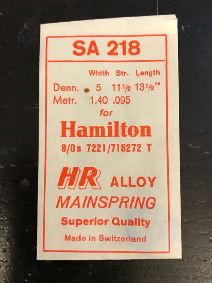 HR Mainspring SA218 for 8/0 Hamilton #7221 / 718272 - Alloy