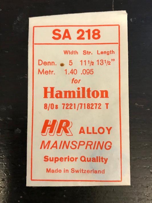 HR Mainspring SA218 for 8/0 Hamilton #7221 / 718272 - Alloy
