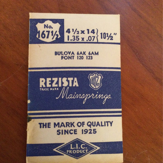 Rezista Mainspring No. 167½ for Bulova caliber 6AK, 6AM - Steel