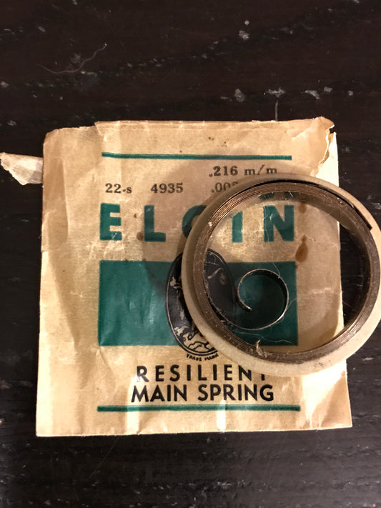 Elgin Factory Mainspring for 22s 8-day No. 4935 - Steel