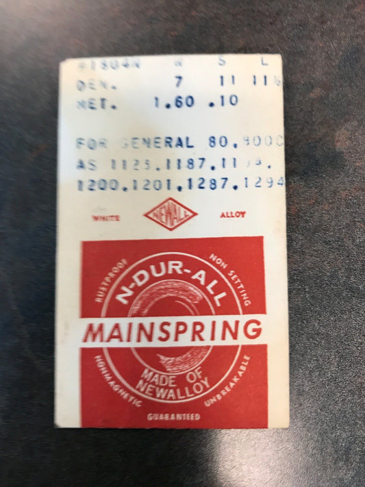 NEWALL Mainspring #1804N for General 80, 800C & AS 1123 to 1294 - Alloy