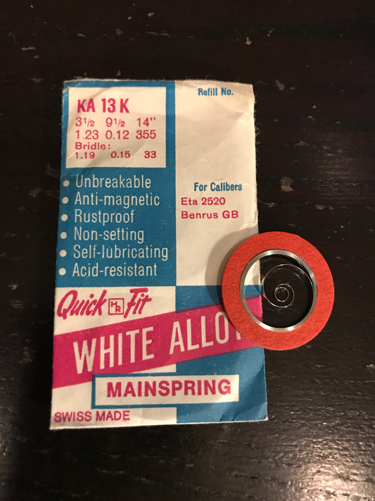 HR Quick Fit Mainspring KA13K for AS 2520 & Benrus GB Automatics - Alloy