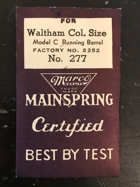 Marco Mainspring #277 for Waltham Colonial Series Model C RB #2252 - Steel
