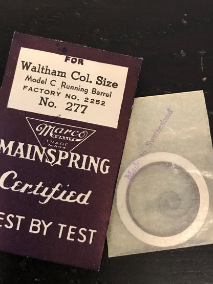 Marco Mainspring #277 for Waltham Colonial Series Model C RB #2252 - Steel