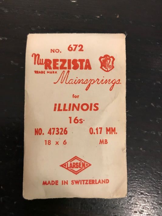 NuREZISTA Mainspring #672 for Illinois 16s Factory No. 47326 - Steel