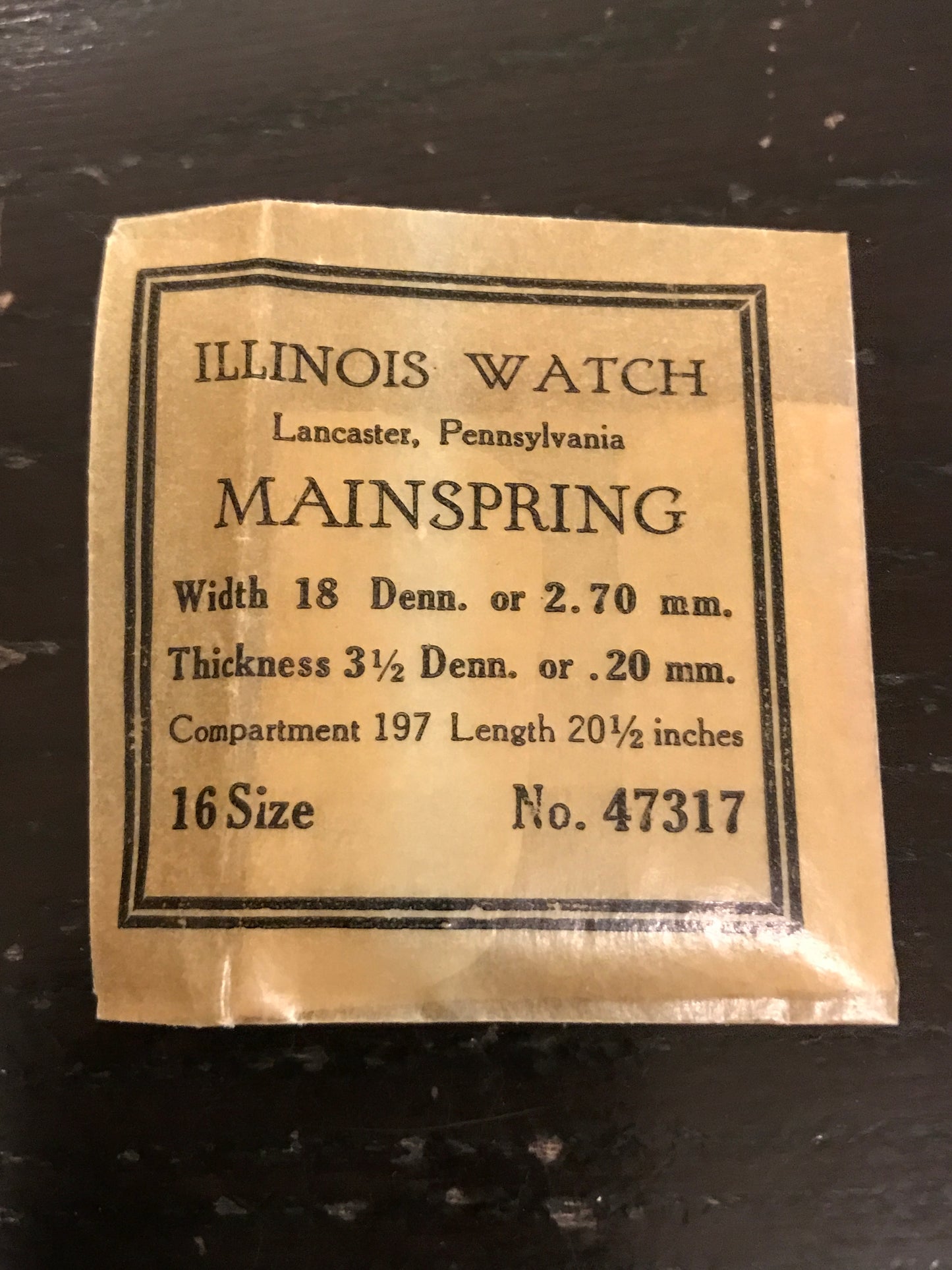 Illinois Factory Mainspring #47317 for 16s movements - Steel