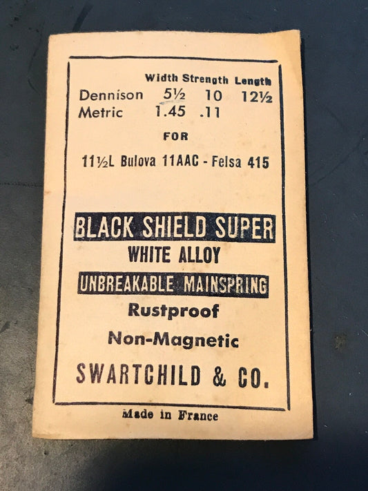 Swartchild Black Shield SUPER Mainspring for Felsa 415 & Bulova 11AAC - Alloy