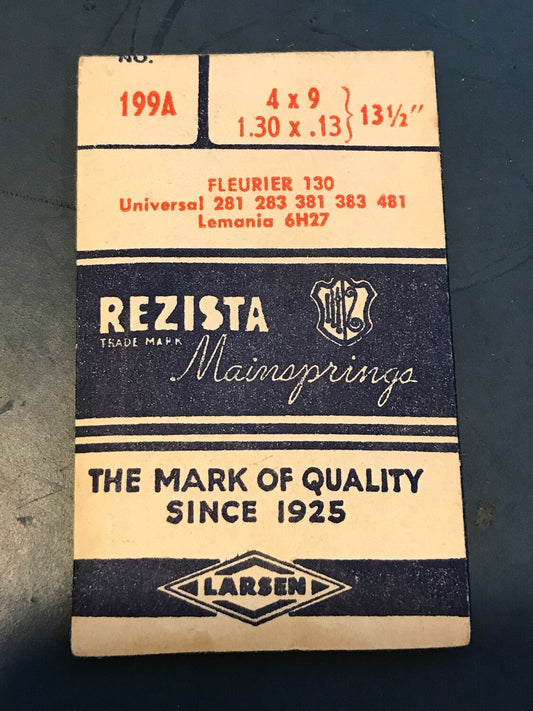 Rezista Mainspring No. 199A for Universal 281,283,381,383,481 & Lemania 6H27 - steel