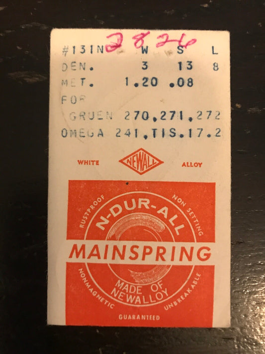 NEWALL Mainspring #131N for Omega caliber 241, T1S, 172 & Gruen 270,271,272 - Alloy