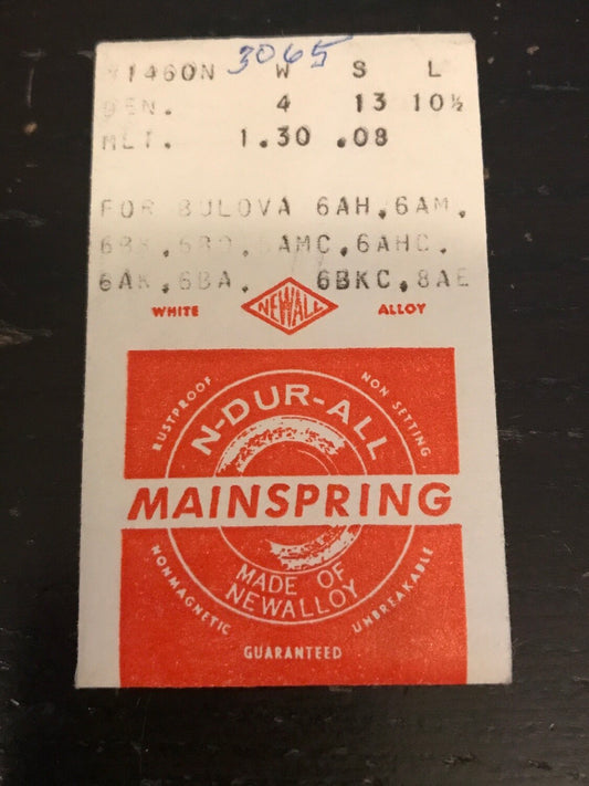 NEWALL Mainspring #1460N for Bulova 6AH, 6AN, 6AMC, 6AHC, 6AK...- Alloy