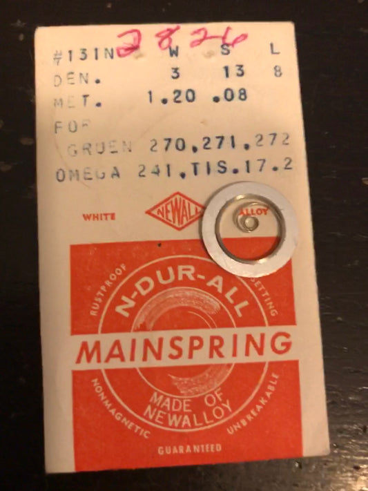 NEWALL Mainspring #131N for Omega caliber 241, T1S, 172 & Gruen 270,271,272 - Alloy