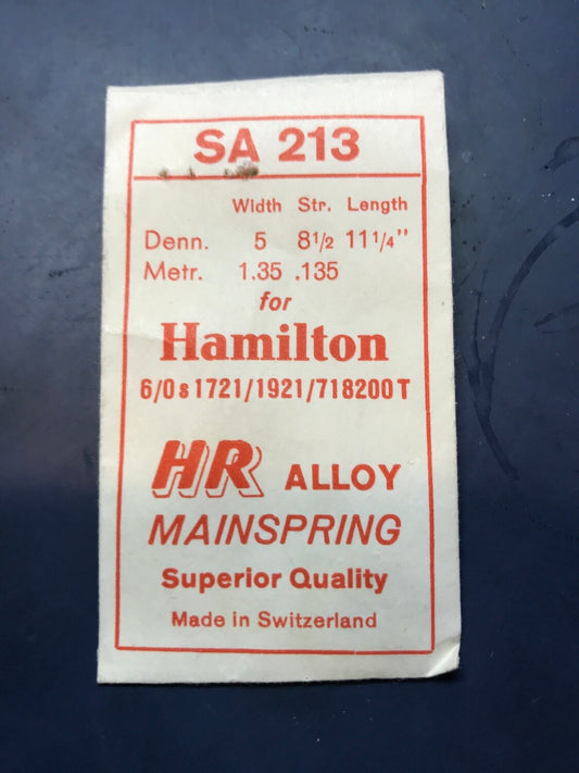 HR Mainspring SA213 for 6/0 Hamilton #1721/ 1921 / 718200 - Alloy