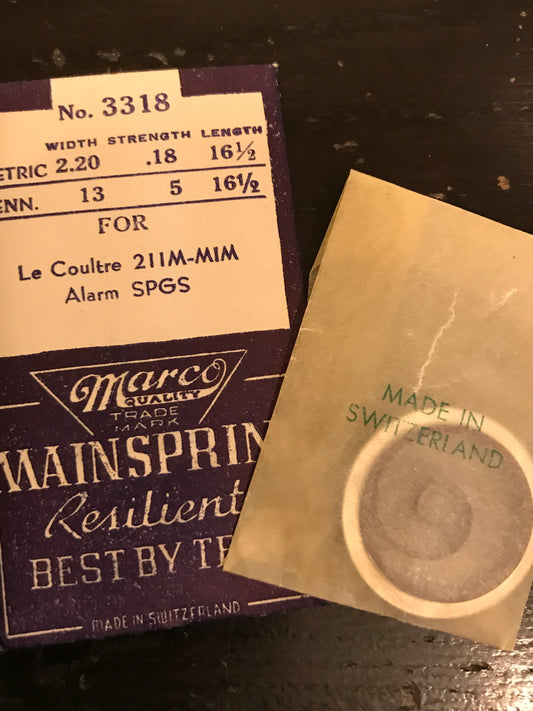 Marco Mainspring #3318 for LeCoultre ALARM Caliber 211 / 211M - Steel